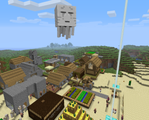 ghast in a minecraft village