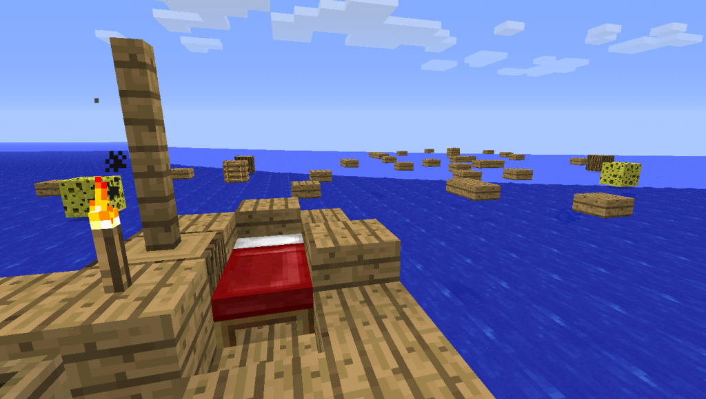 The Sunken Island is a minecraft adventure map that begins with a fairly sunken boat and a trail of debris heading off into the horizon.