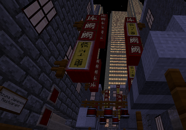 minecraft asian city at night